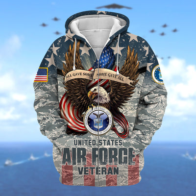 Premium Multiple US Military Services Veteran Zip Hoodie