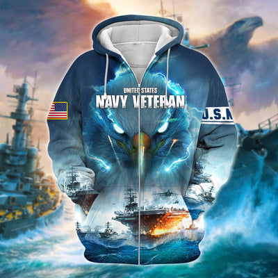 Unique U.S. Navy Veteran Zip Hoodie