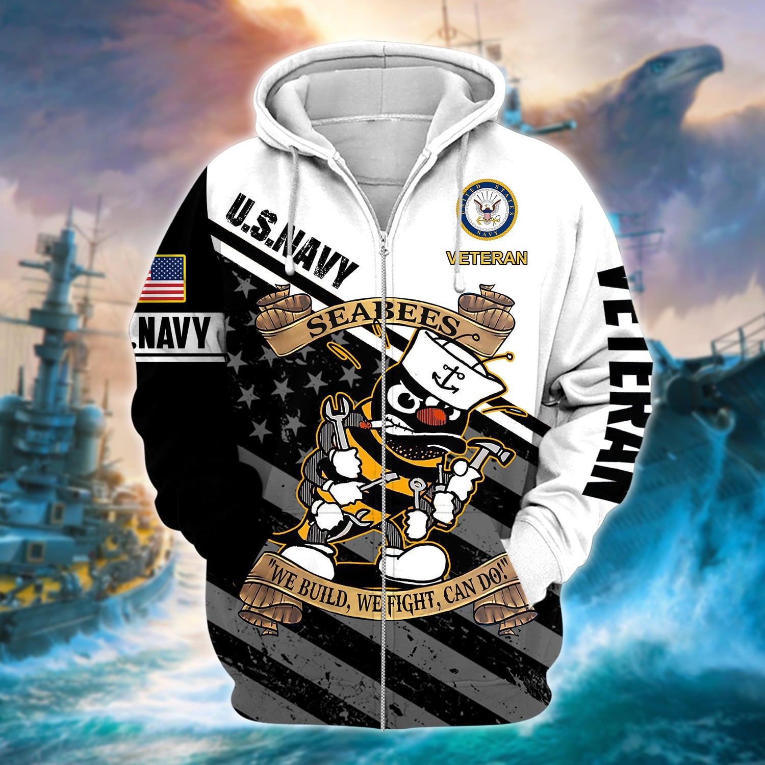 Unique U.S. Navy Veteran Zip Hoodie