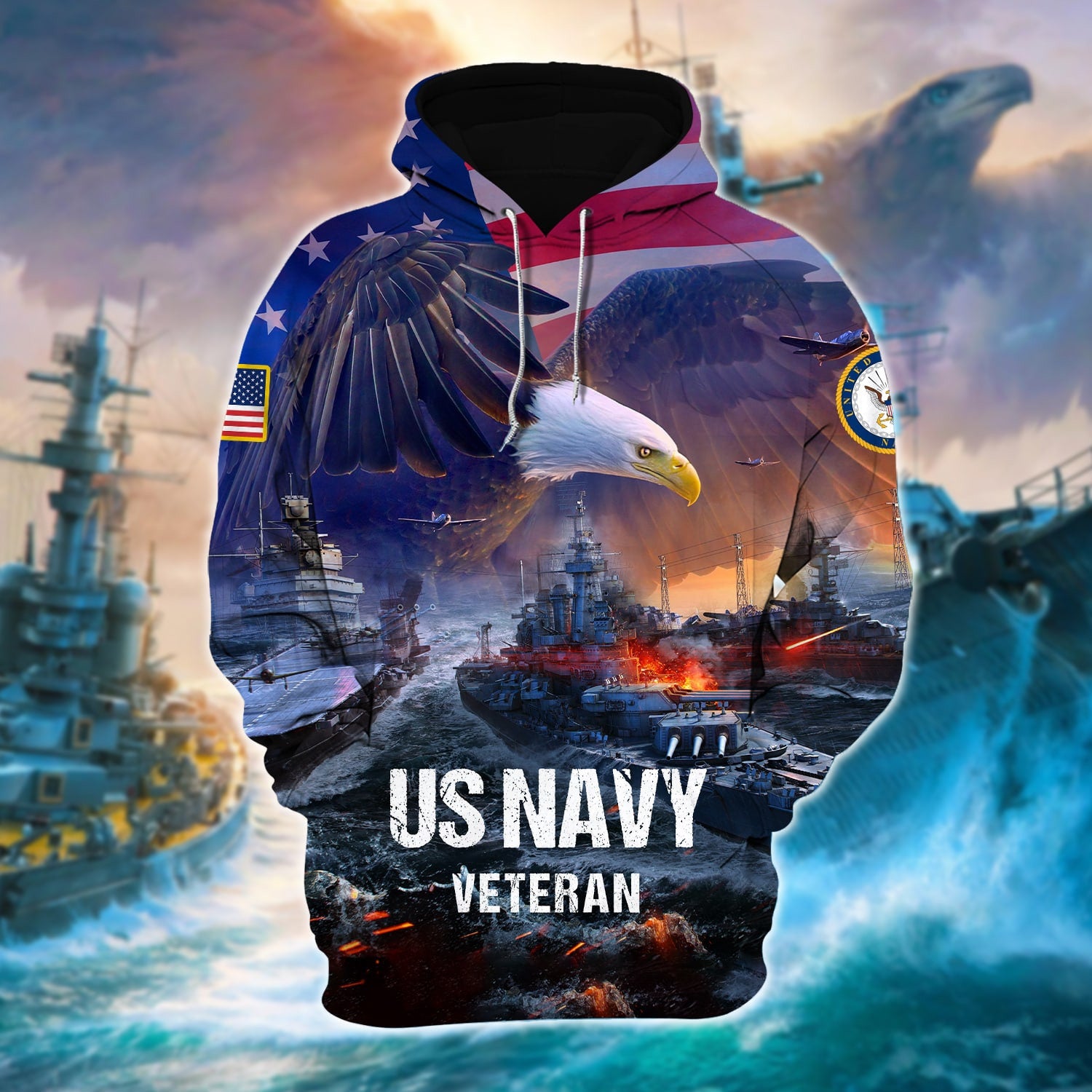 Unique U.S. Navy Veteran Zip Hoodie