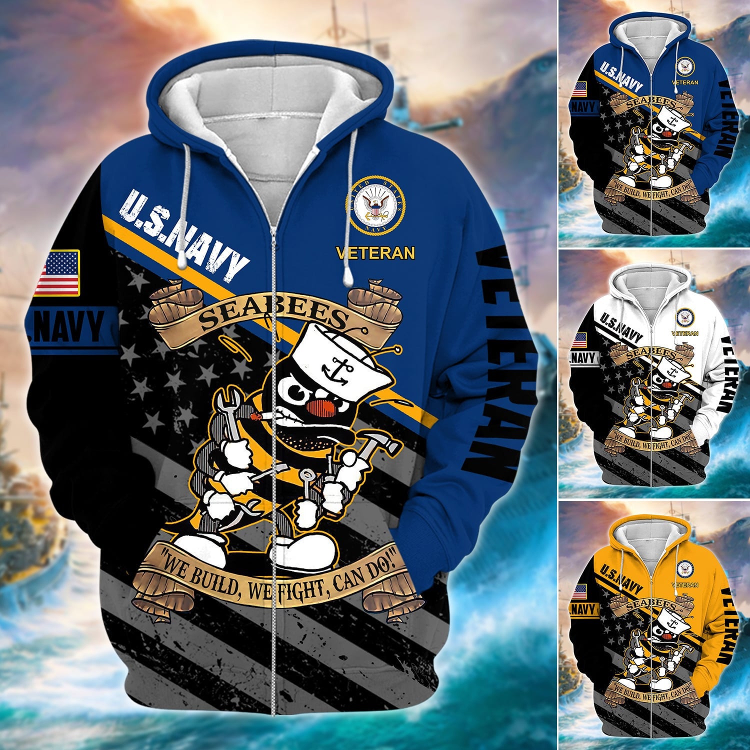Unique U.S. Navy Veteran Zip Hoodie