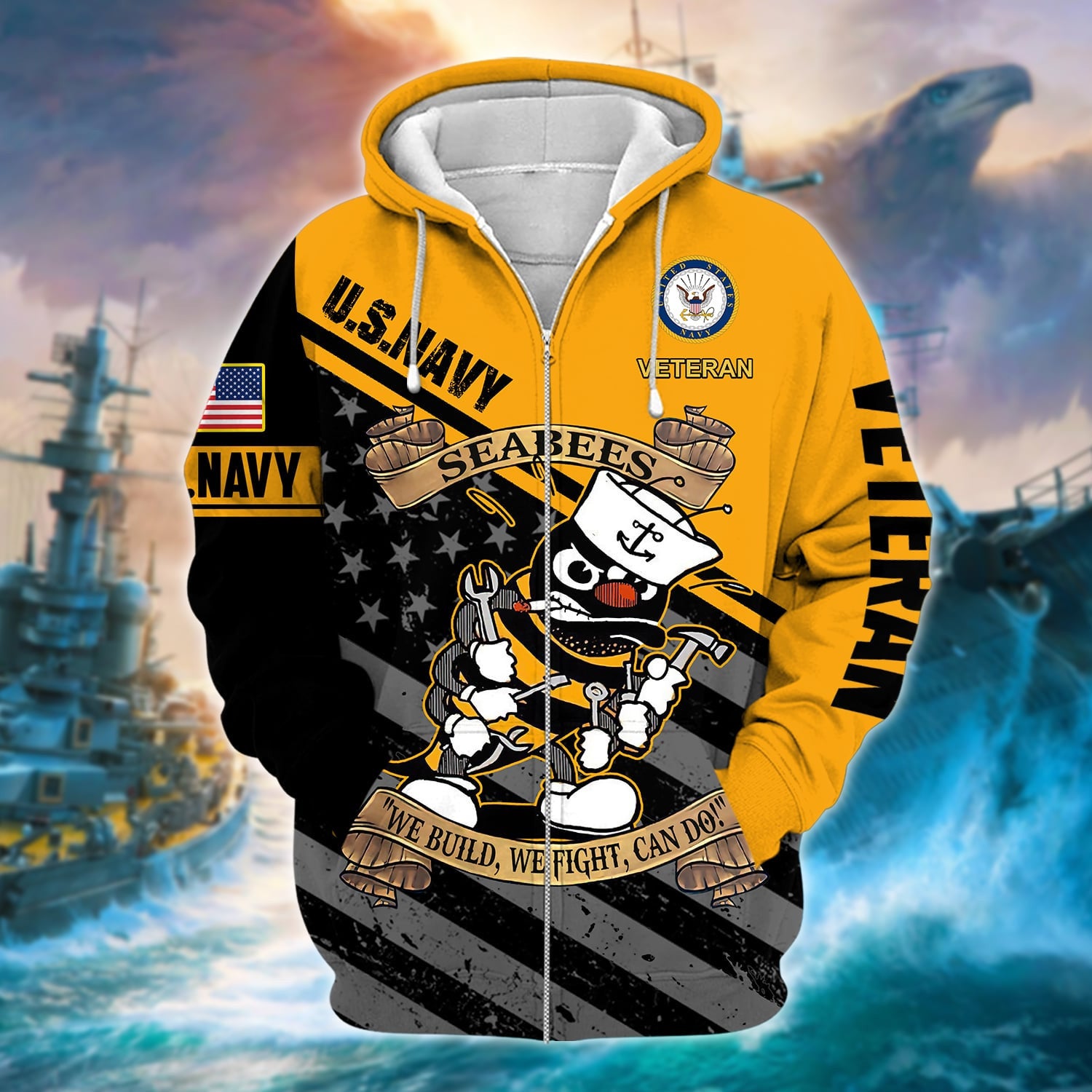 Unique U.S. Navy Veteran Zip Hoodie