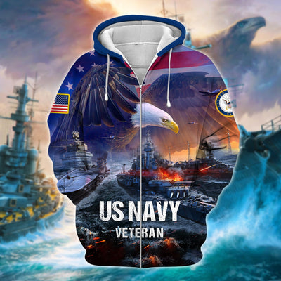 Unique U.S. Navy Veteran Zip Hoodie