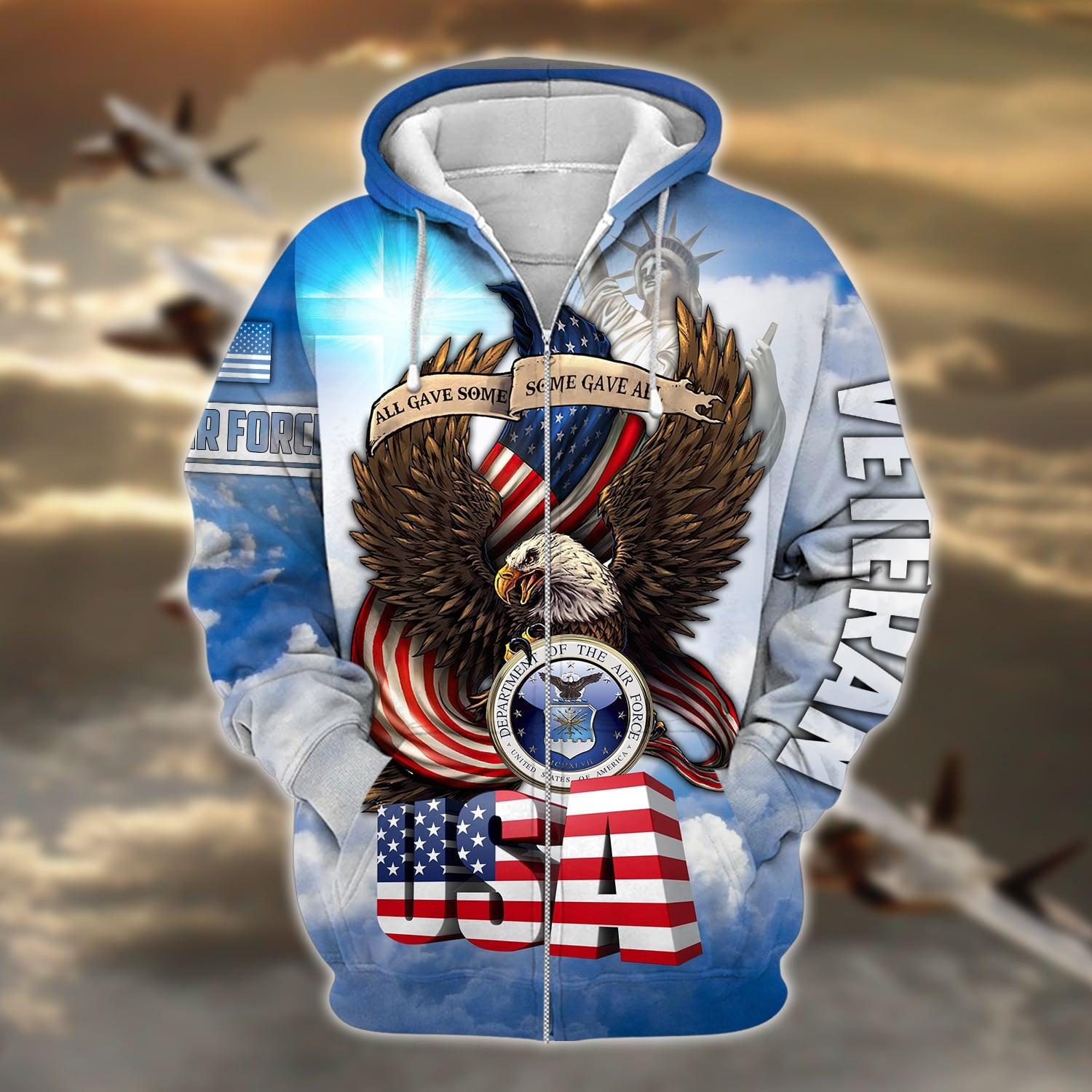Premium Multiple US Military Services Veteran Zip Hoodie