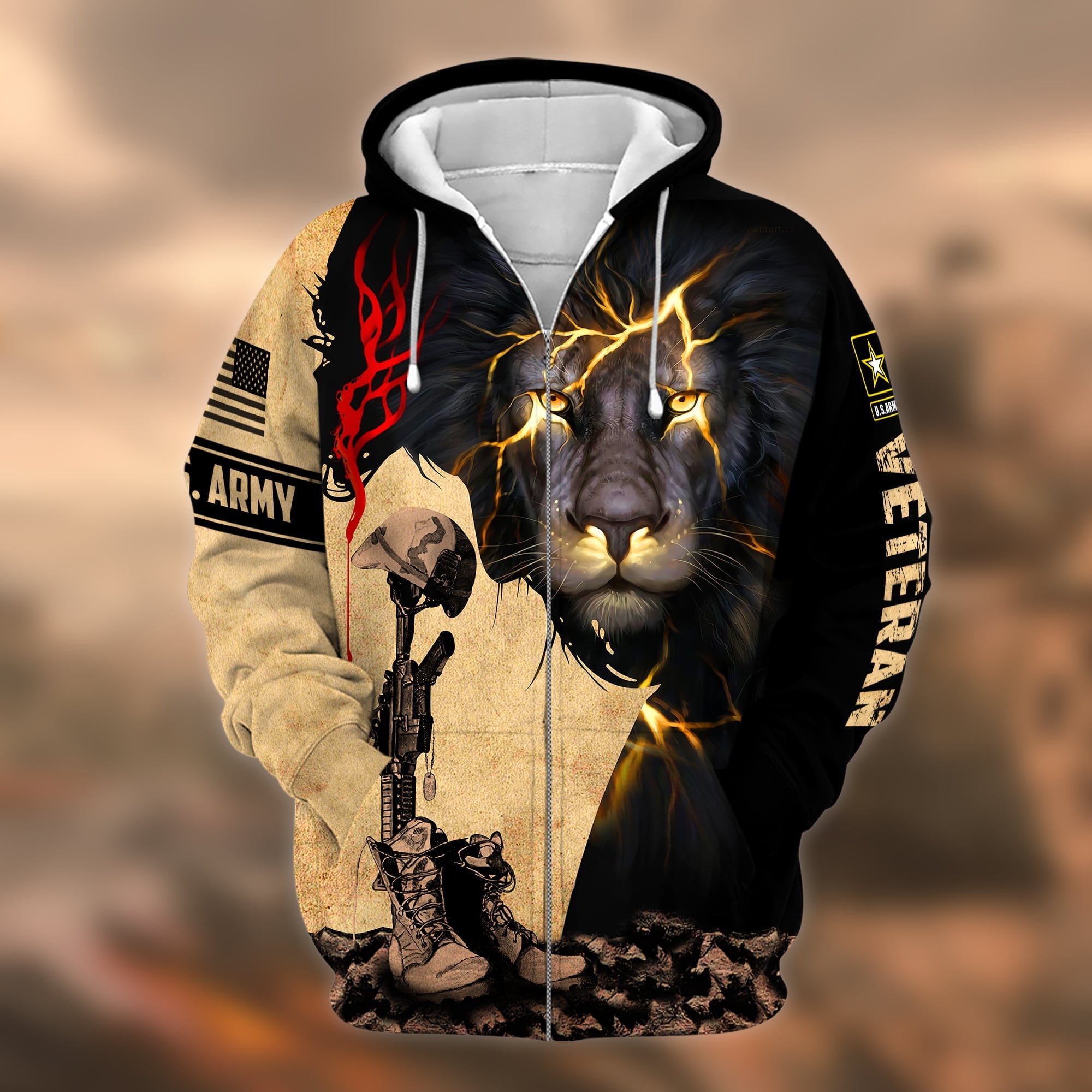 Unique U.S. Army Veteran Zip Hoodie