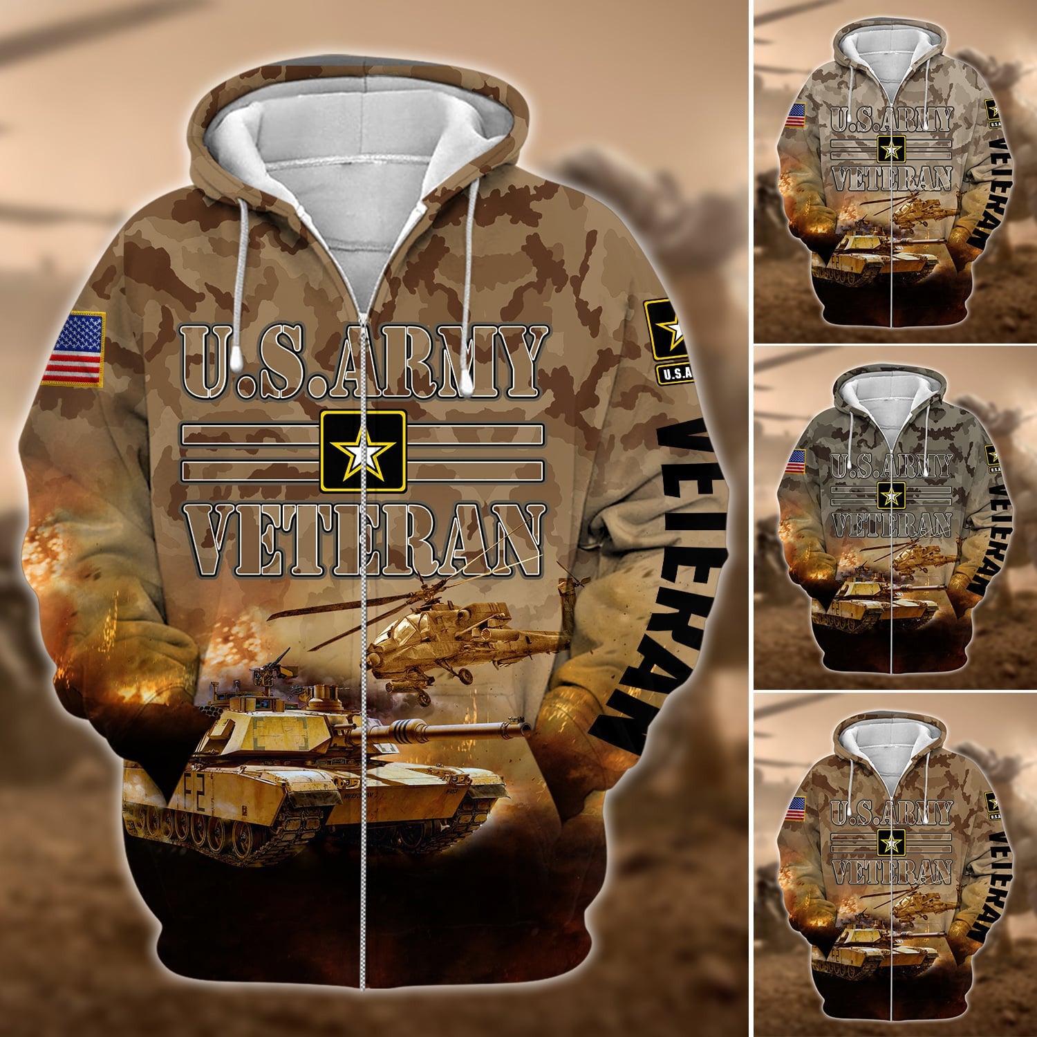 Premium U.S. Army Veteran Zip Hoodie