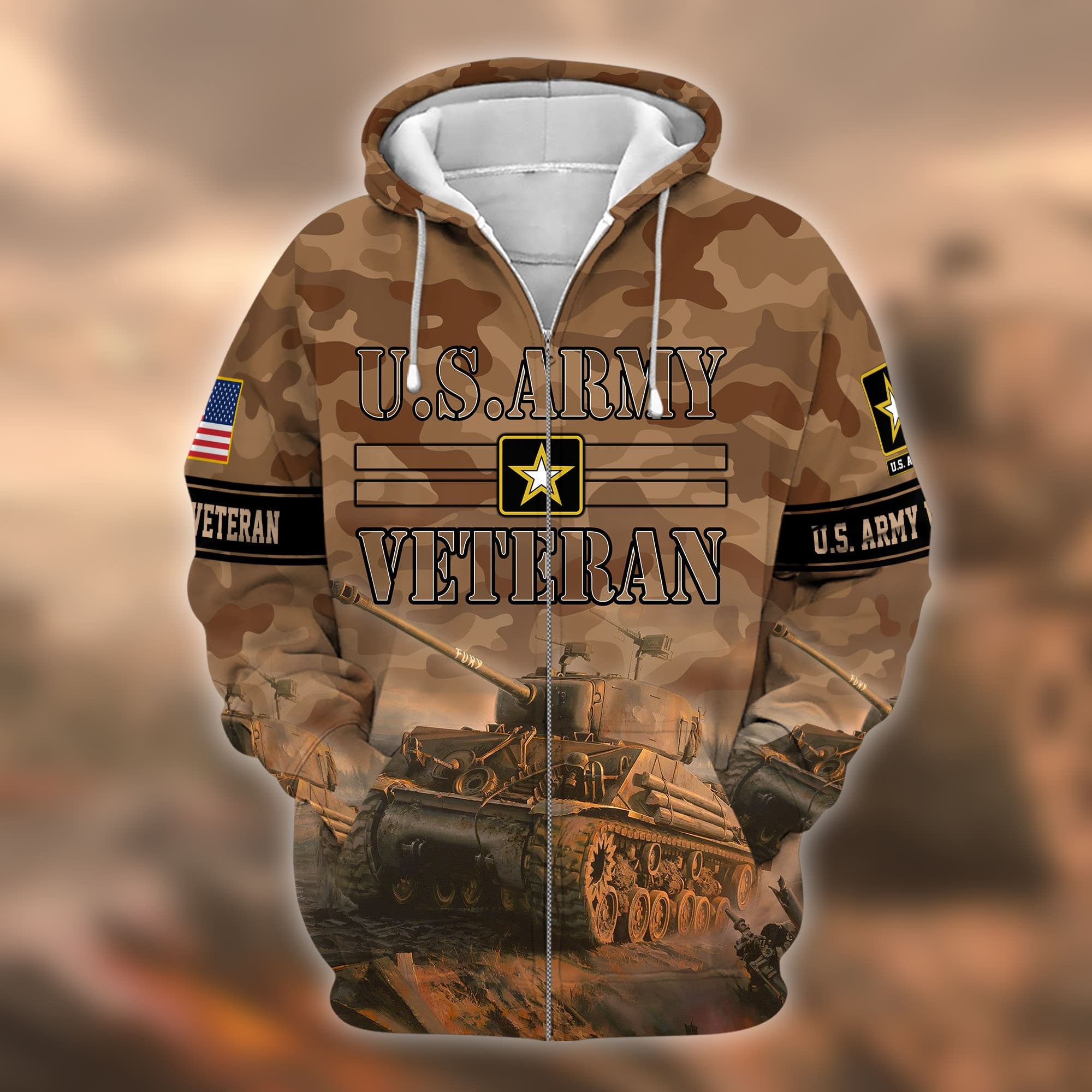 Unique U.S. Army Veteran Zip Hoodie