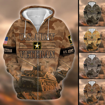 Unique U.S. Army Veteran Zip Hoodie