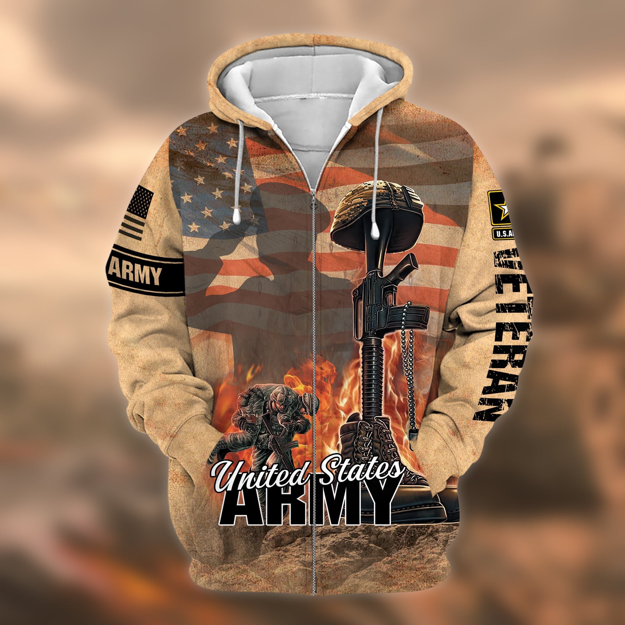 Unique U.S. Army Veteran Zip Hoodie