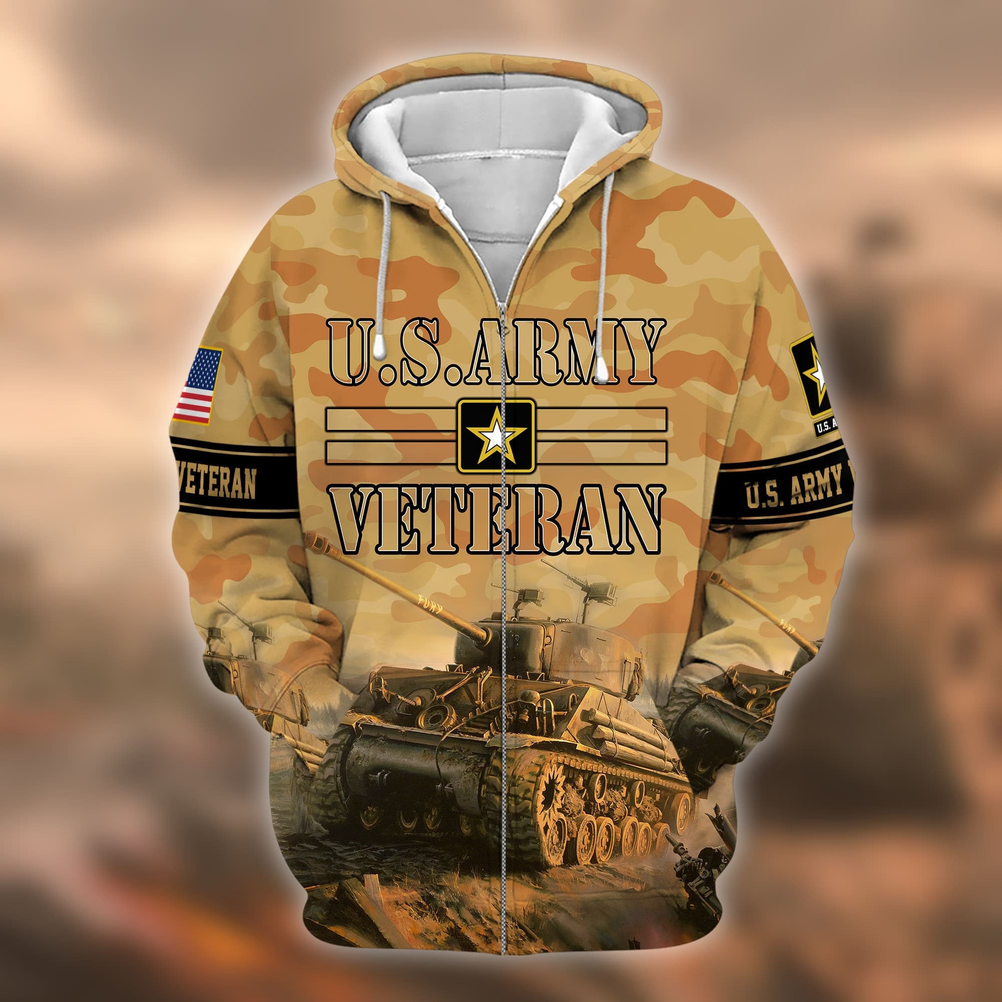 Unique U.S. Army Veteran Zip Hoodie