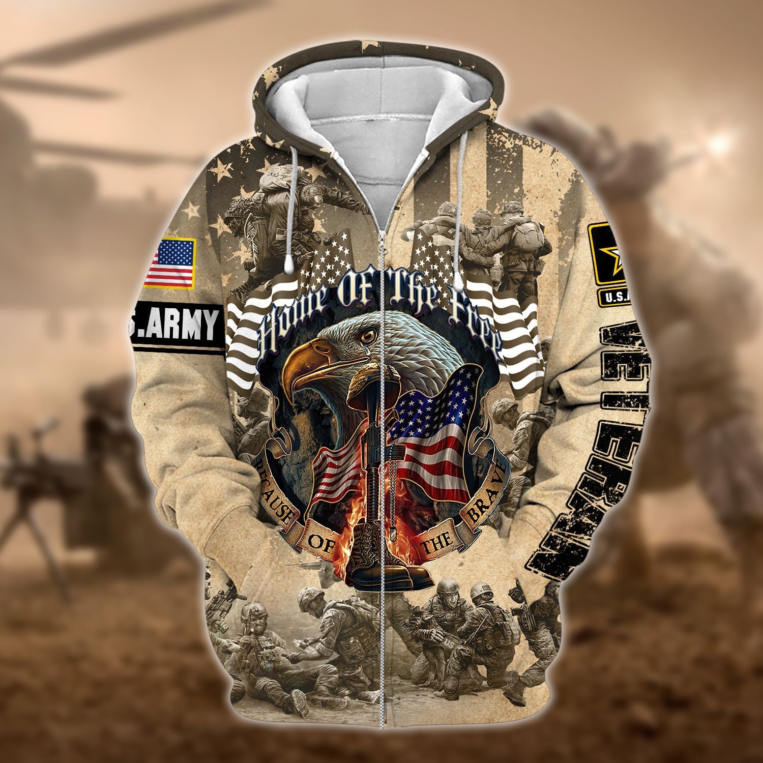 Unique U.S. Army Veteran Zip Hoodie