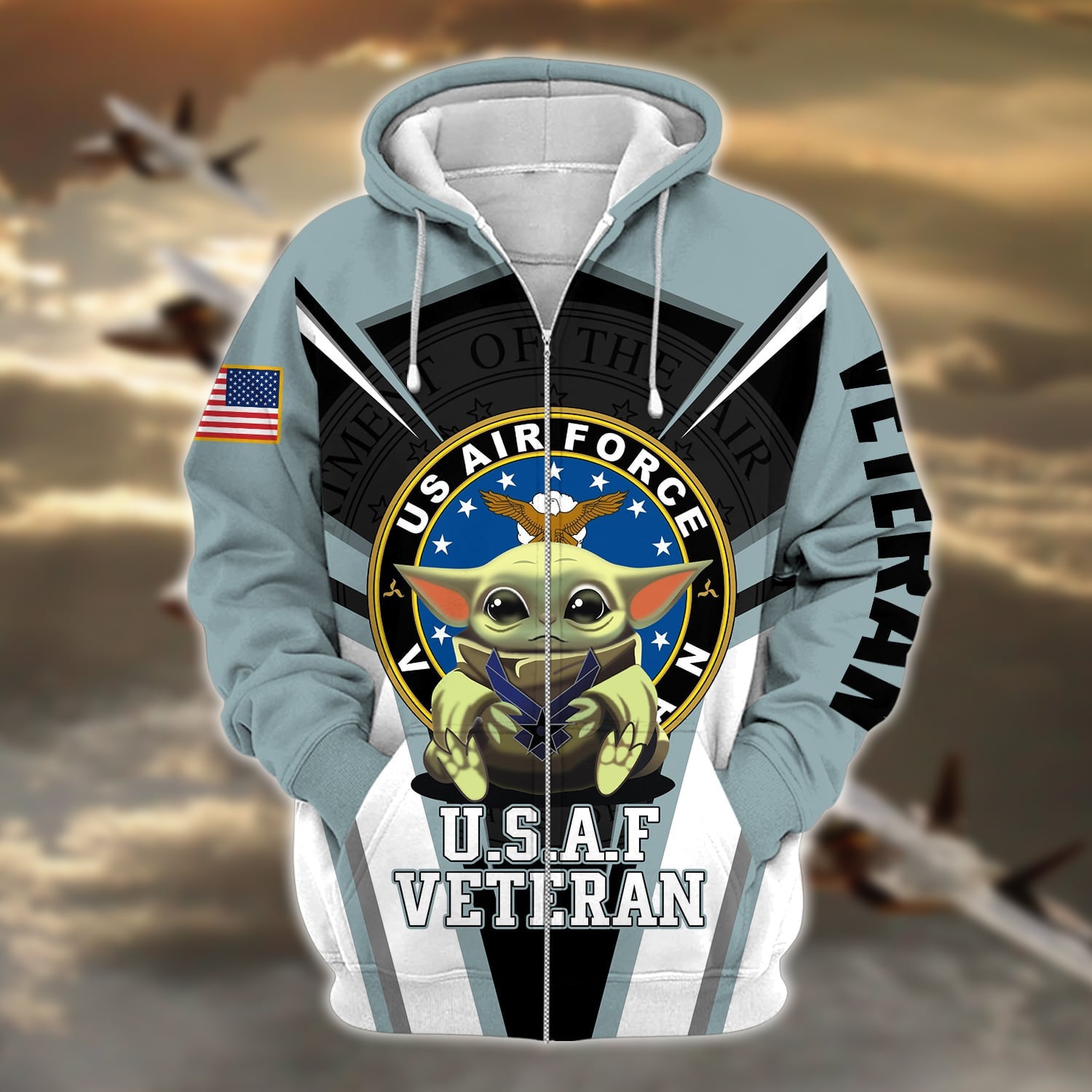 Premium Multiple US Military Services Veteran Zip Hoodie