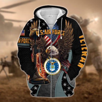 Premium Multiple US Military Services Veteran Zip Hoodie
