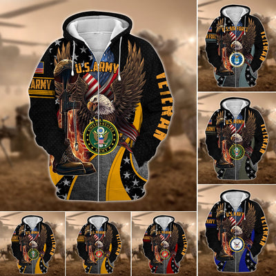 Premium Multiple US Military Services Veteran Zip Hoodie