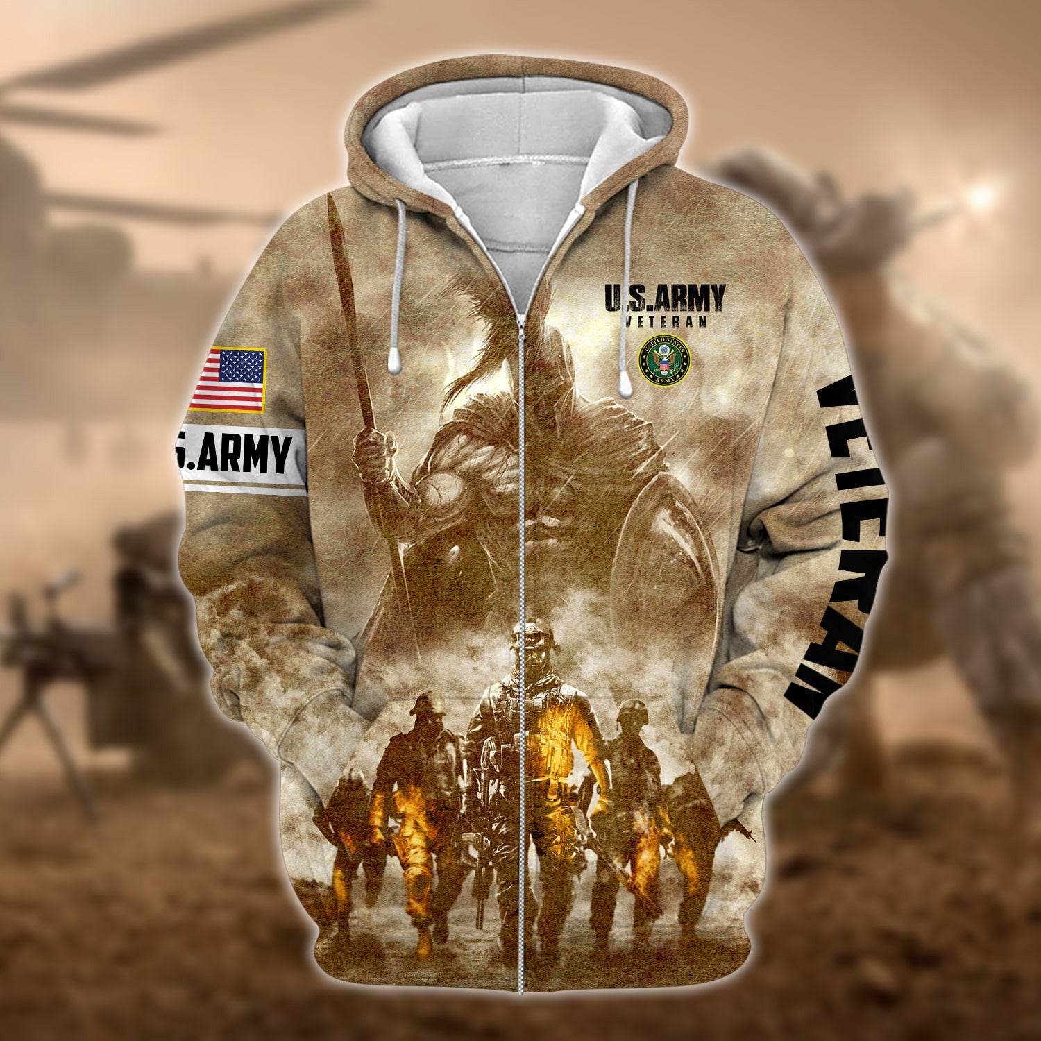 Premium Multiple US Military Services Veteran Zip Hoodie