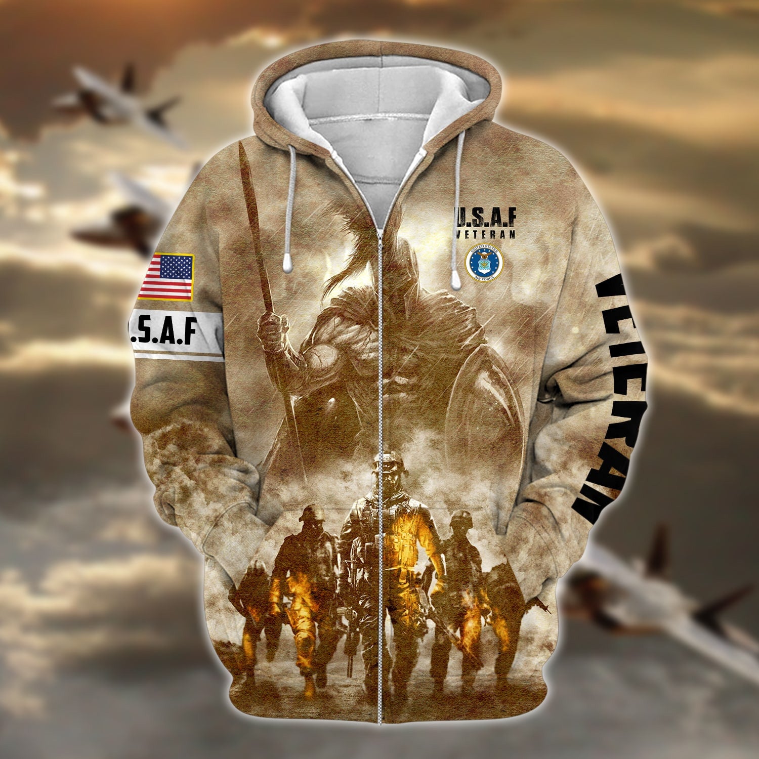 Premium Multiple US Military Services Veteran Zip Hoodie