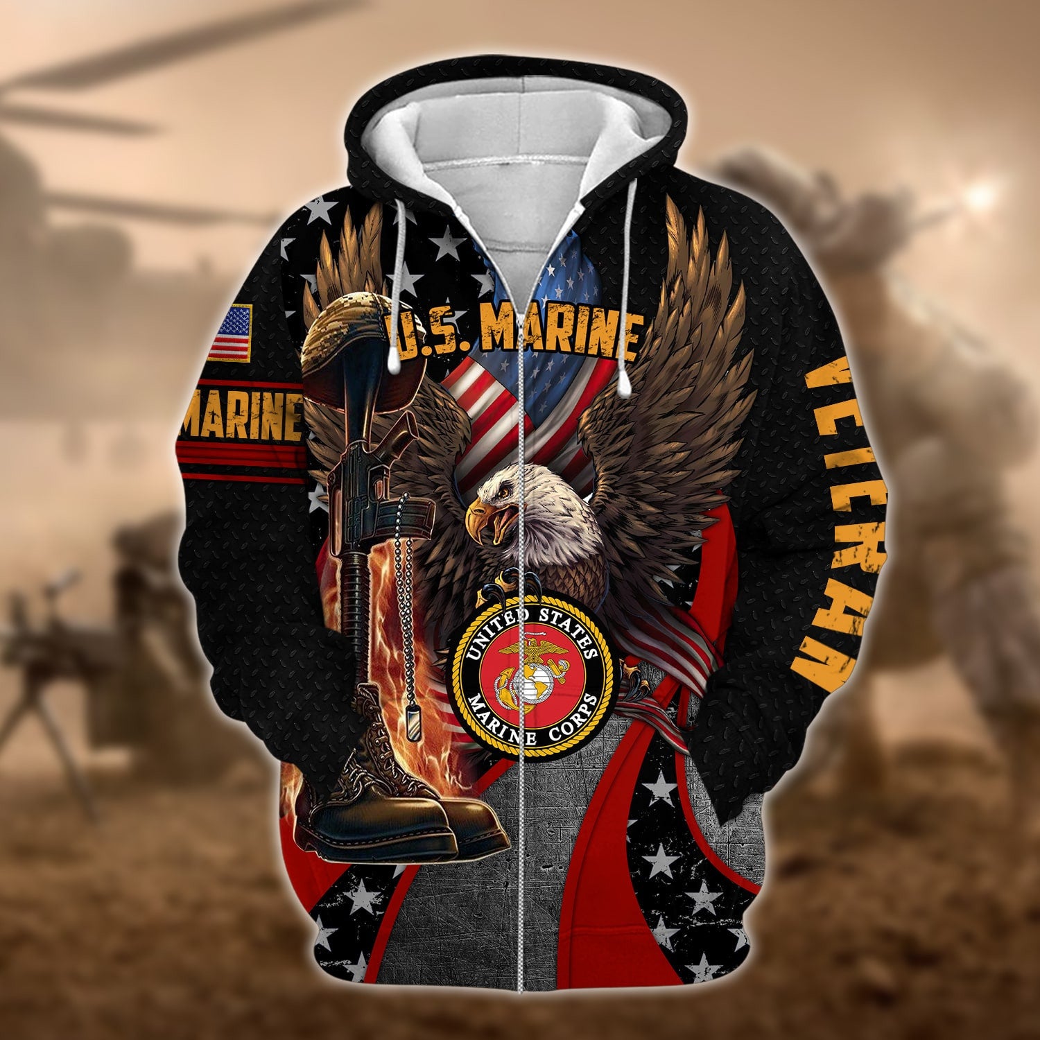 Premium Multiple US Military Services Veteran Zip Hoodie