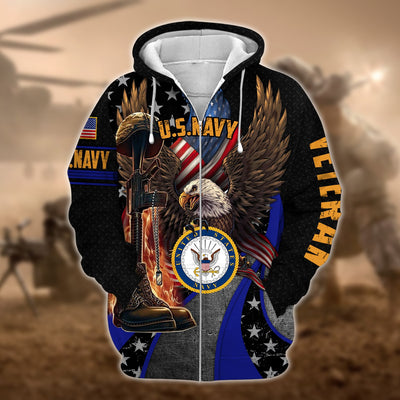 Premium Multiple US Military Services Veteran Zip Hoodie