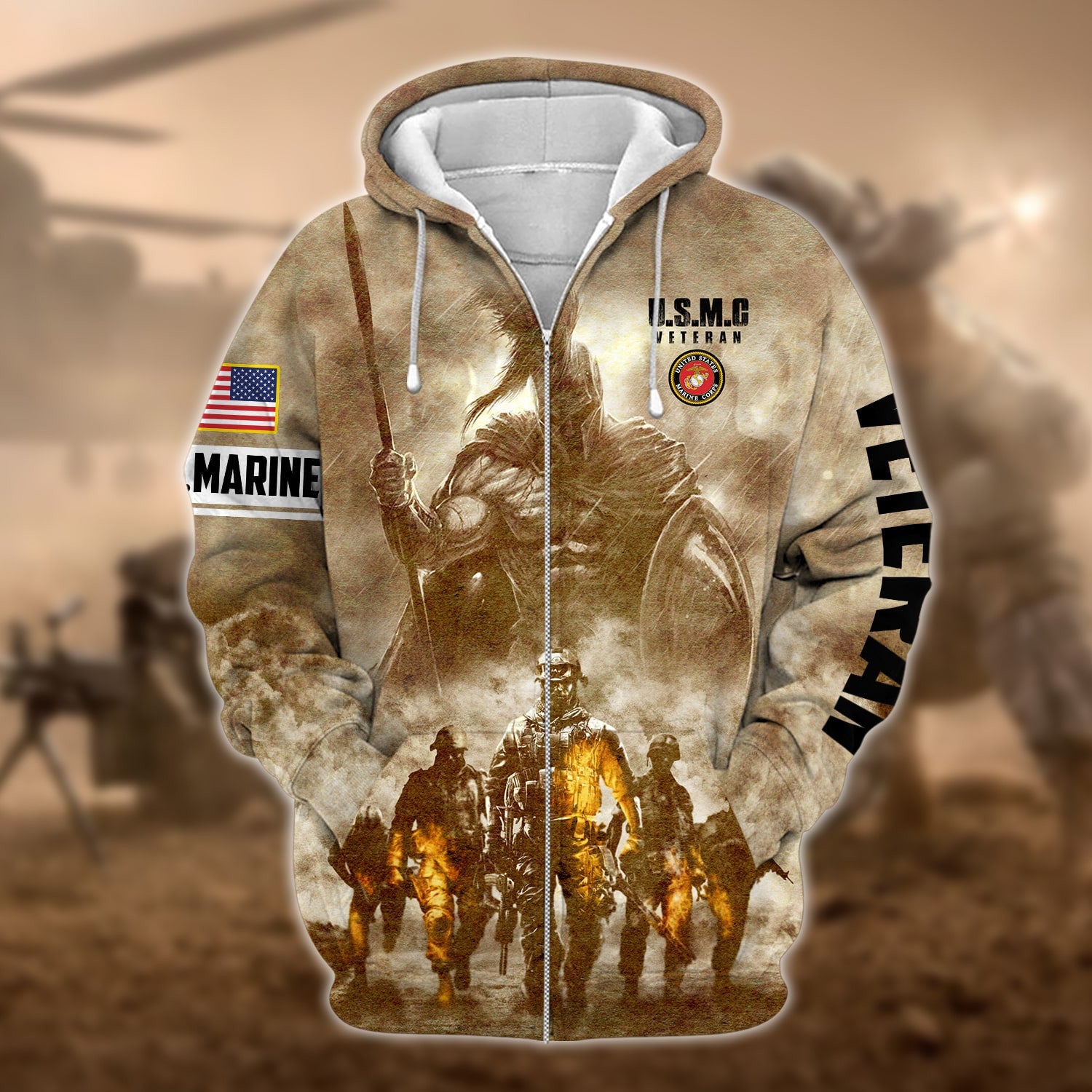 Premium Multiple US Military Services Veteran Zip Hoodie