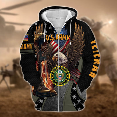 Premium Multiple US Military Services Veteran Zip Hoodie