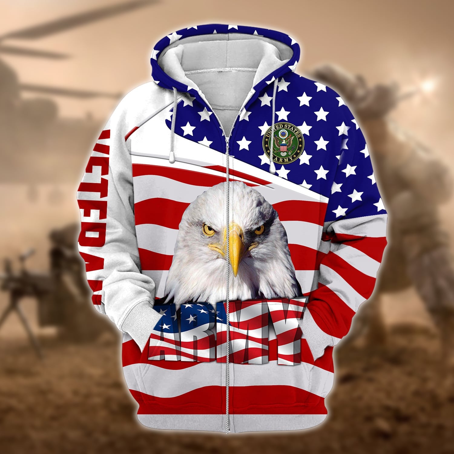 Premium Multiple US Military Services Veteran Zip Hoodie