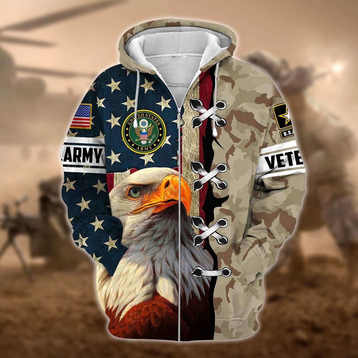 Premium Multiple US Military Services Veteran Zip Hoodie