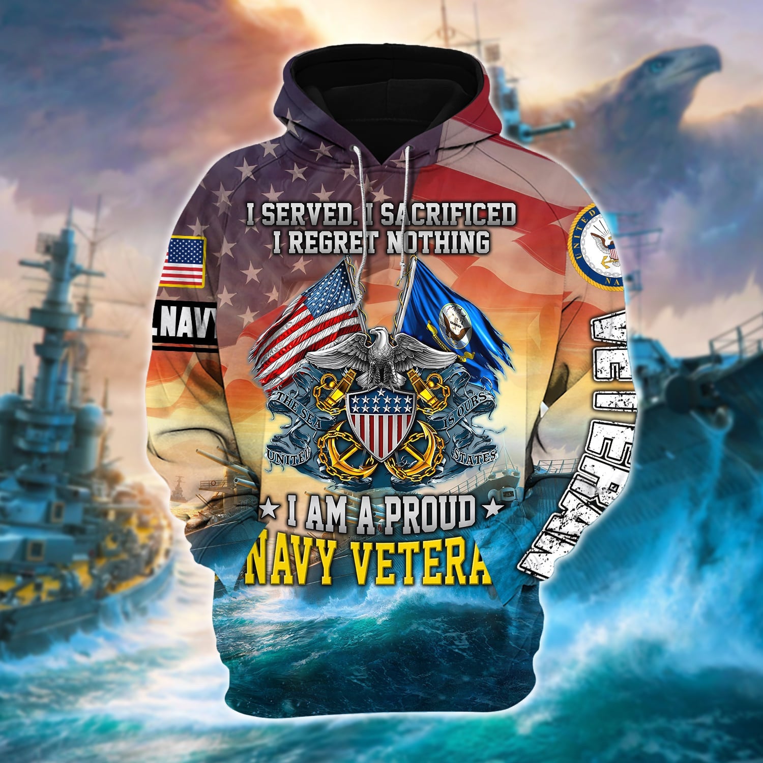 I Am A Proud Navy Veteran Zip Hoodie
