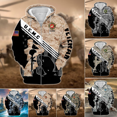Premium Multiple US Military Services Veteran Zip Hoodie