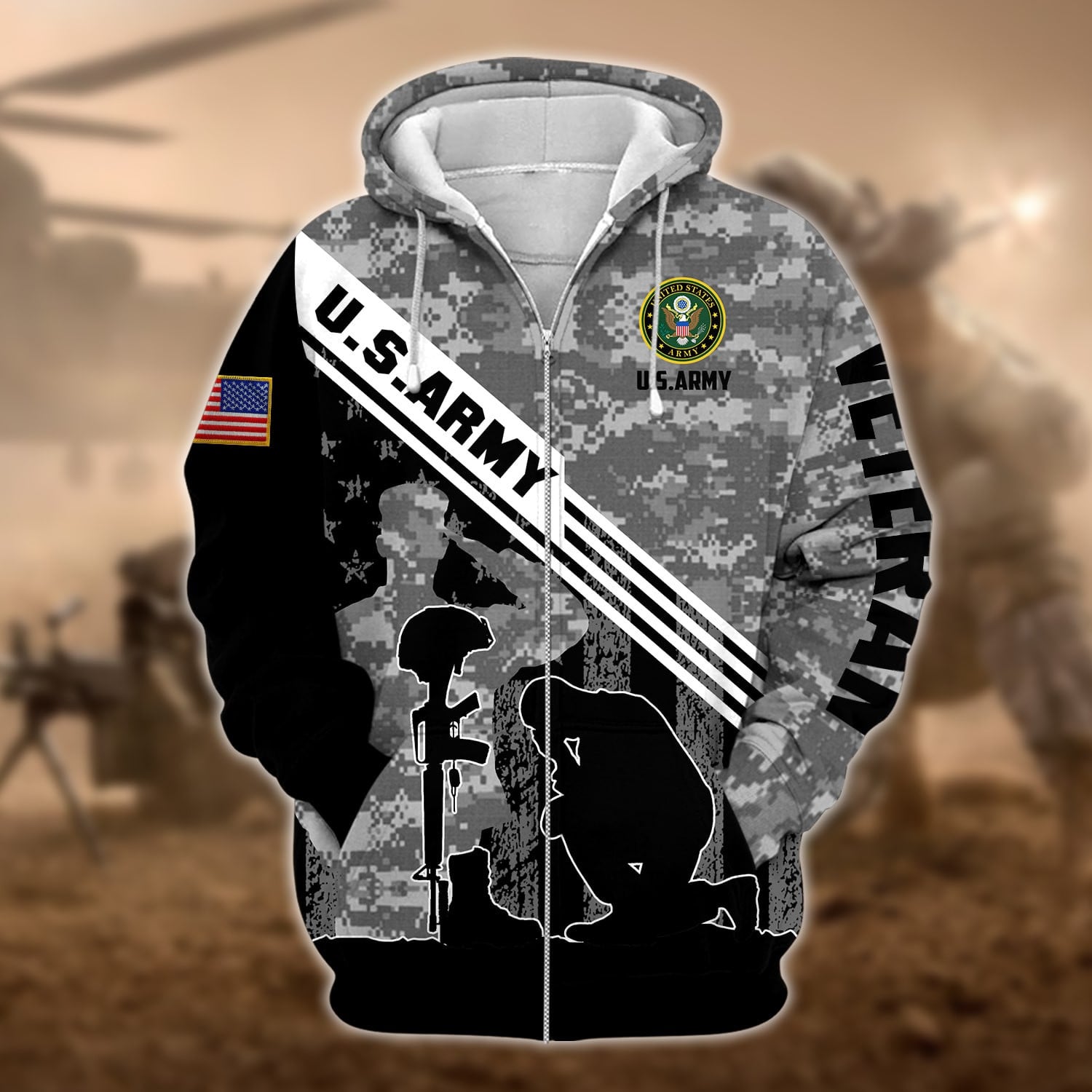 Premium Multiple US Military Services Veteran Zip Hoodie