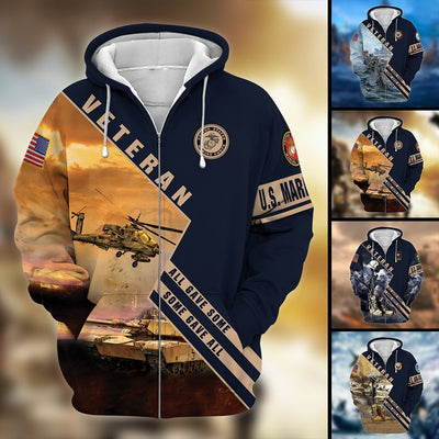 Premium Multiple US Military Services Veteran Zip Hoodie