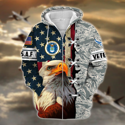 Premium Multiple US Military Services Veteran Zip Hoodie