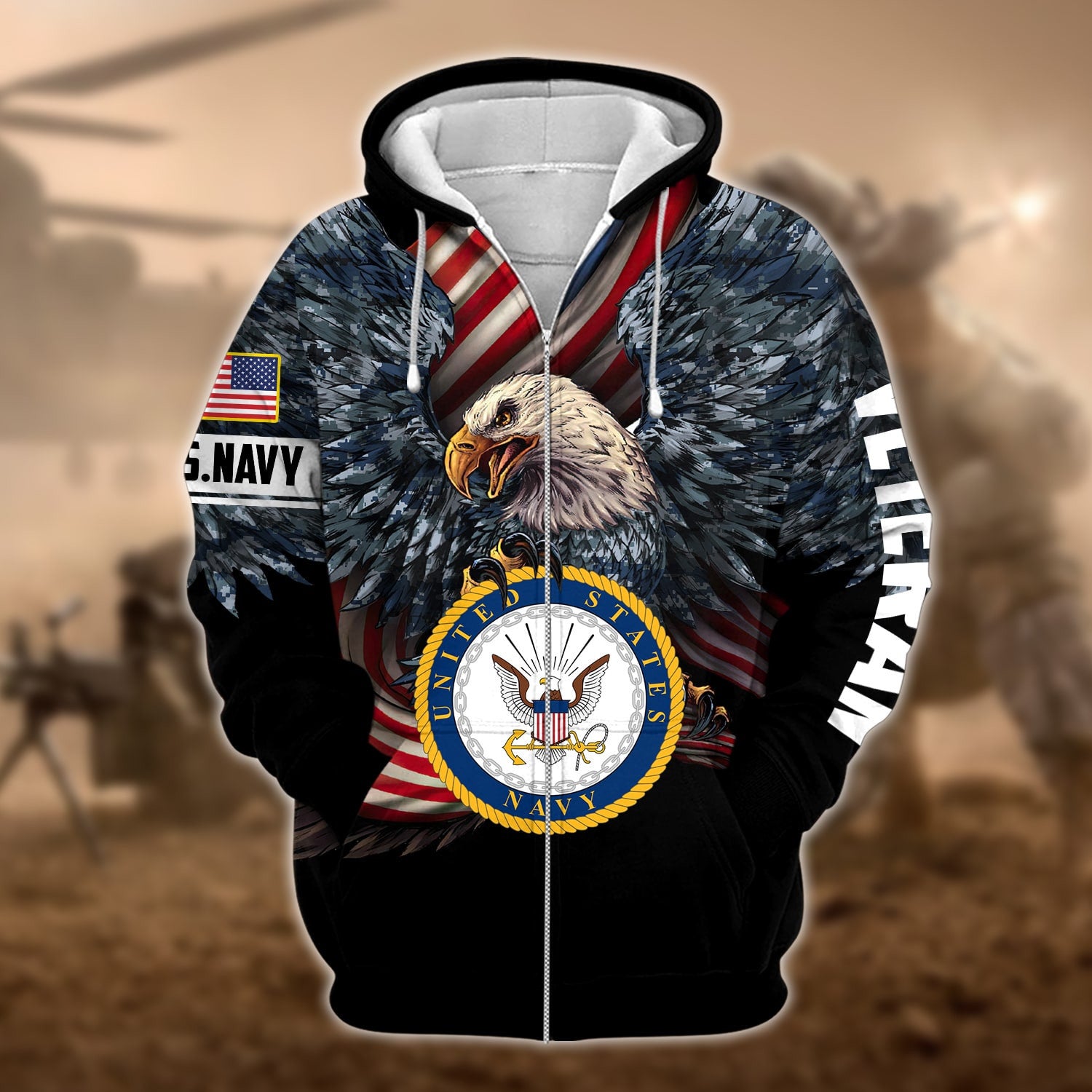 Premium Multiple US Military Services Veteran Zip Hoodie