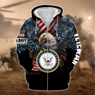 Premium Multiple US Military Services Veteran Zip Hoodie
