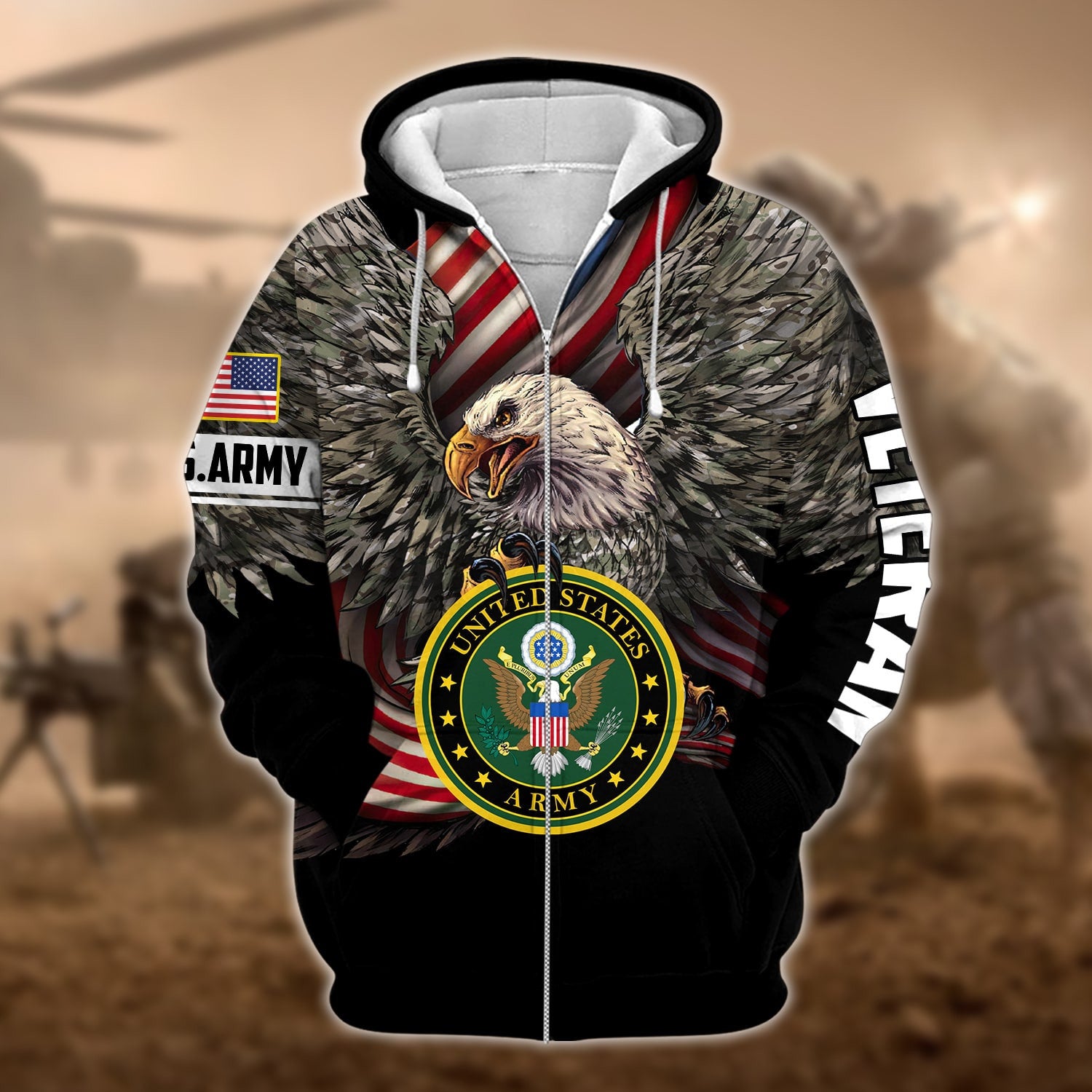 Premium Multiple US Military Services Veteran Zip Hoodie