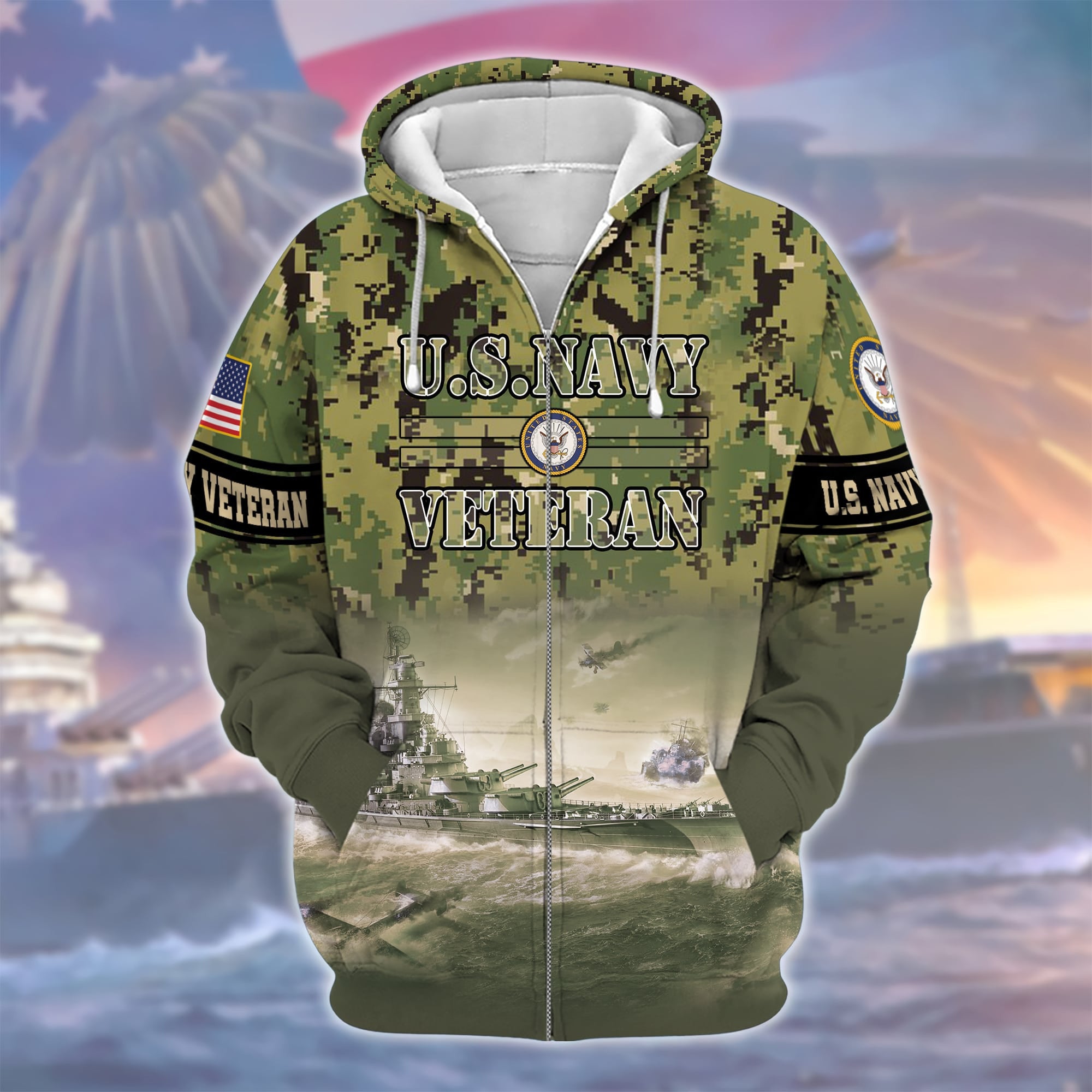 Premium U.S. Navy Veteran Zip Hoodie