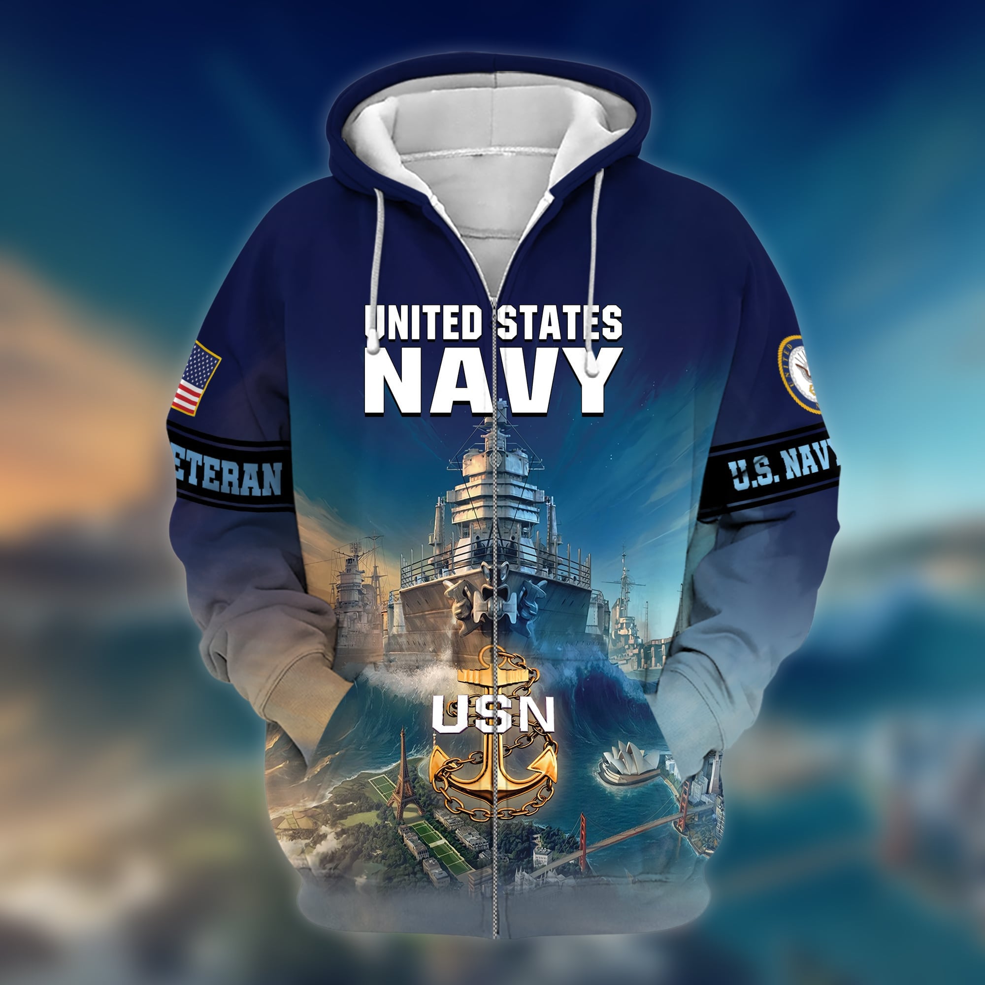 Premium U.S. Navy Veteran Zip Hoodie