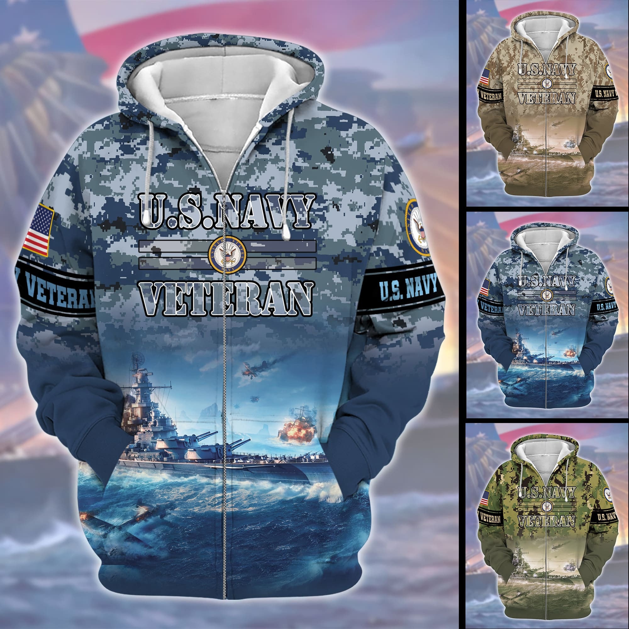 Premium U.S. Navy Veteran Zip Hoodie