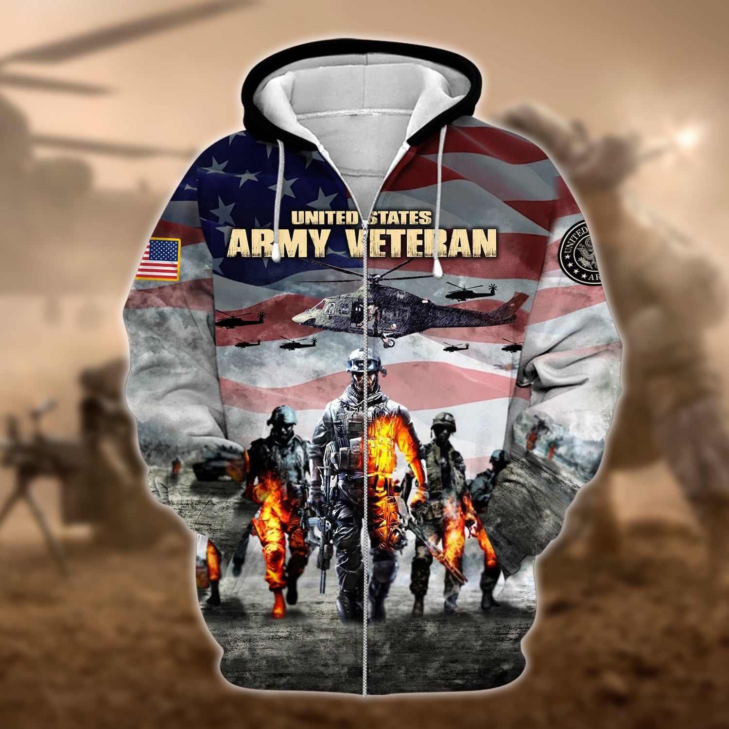 Premium U.S. Army Veteran Zip Hoodie