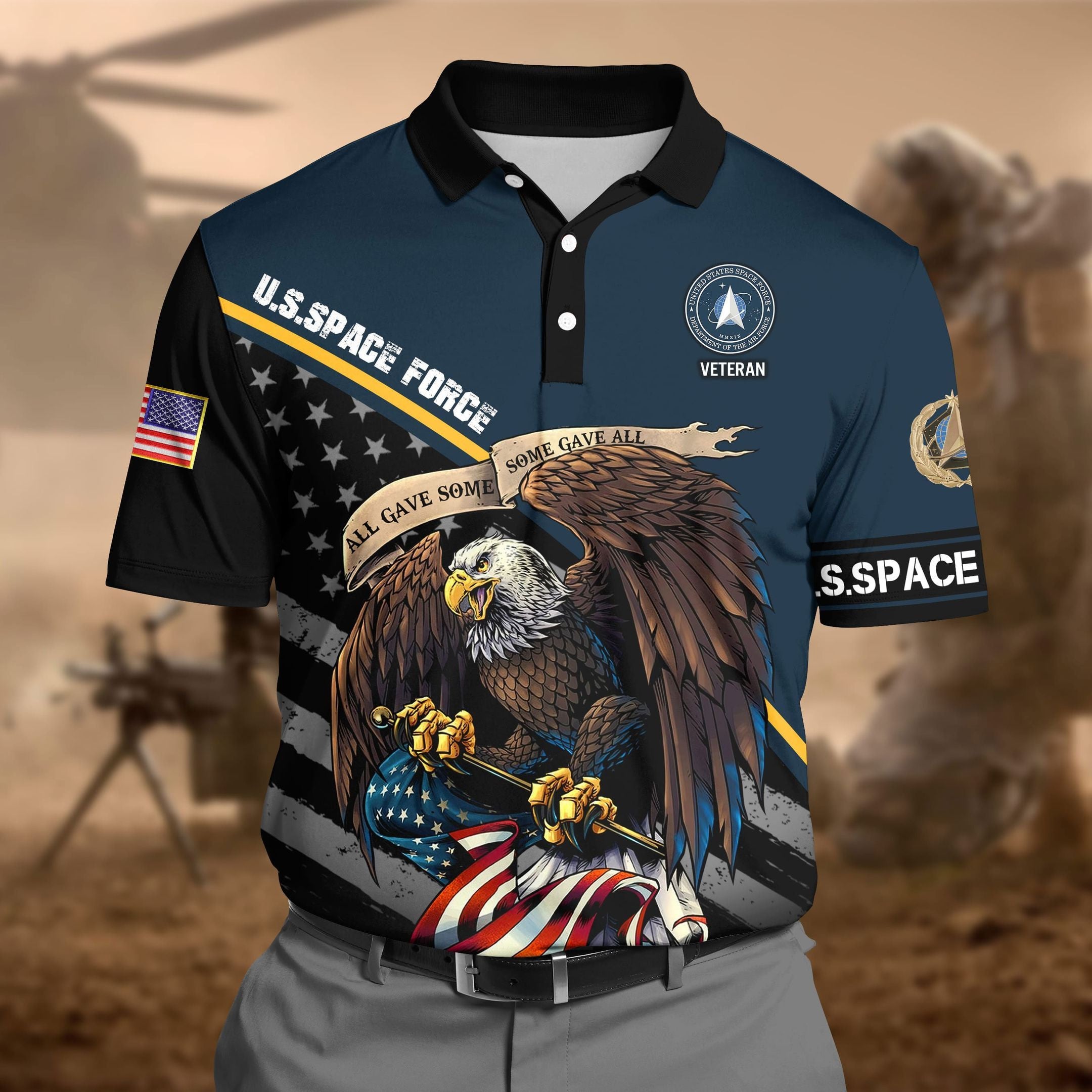 Premium Space Force 3D Polo All Over Printed