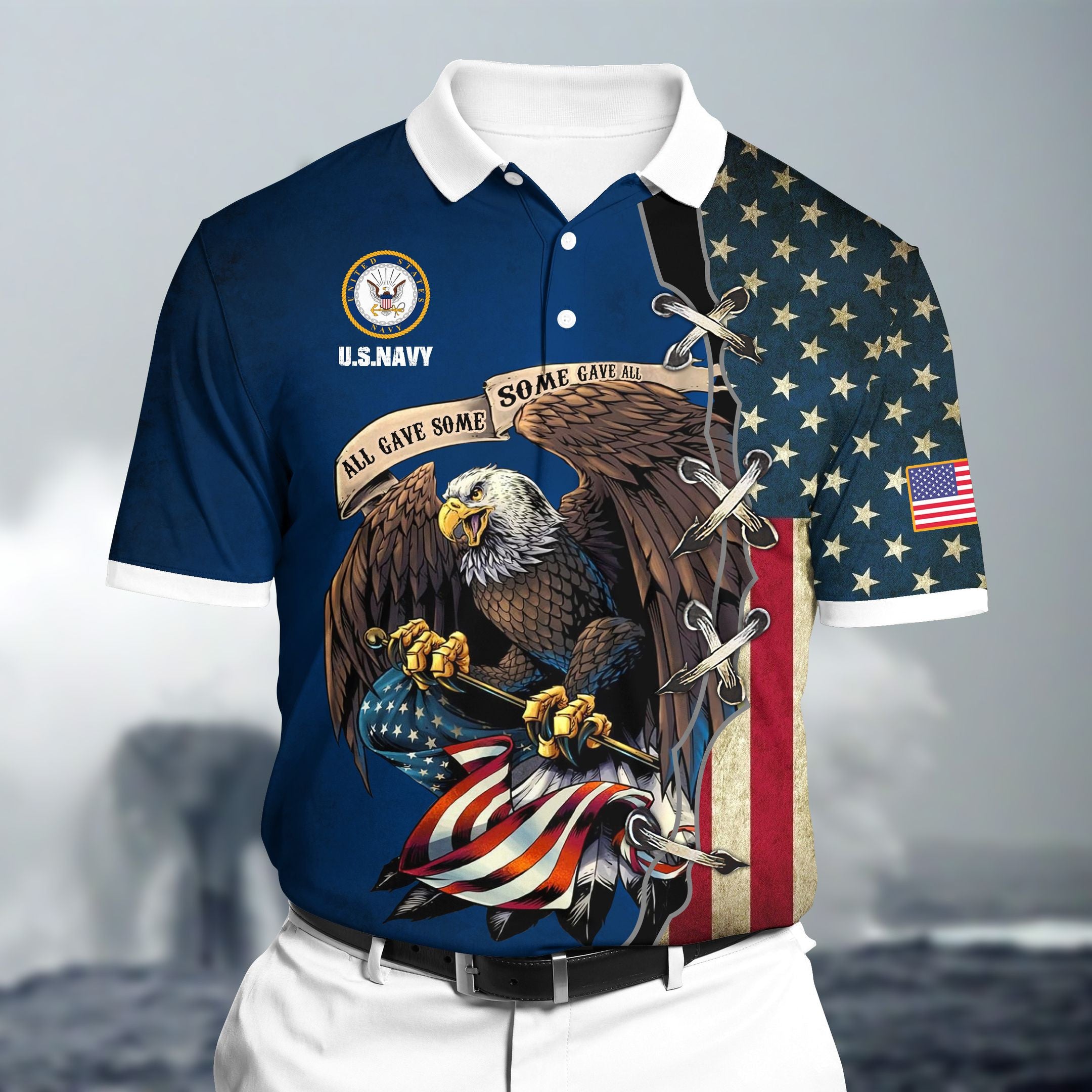 Premium U.S Navy Polo All Over Printed