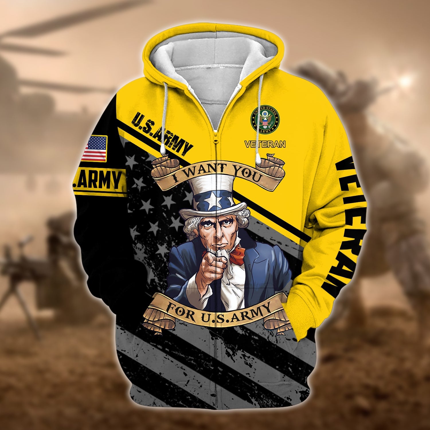 Premium Multiple US Military Services Veteran Zip Hoodie