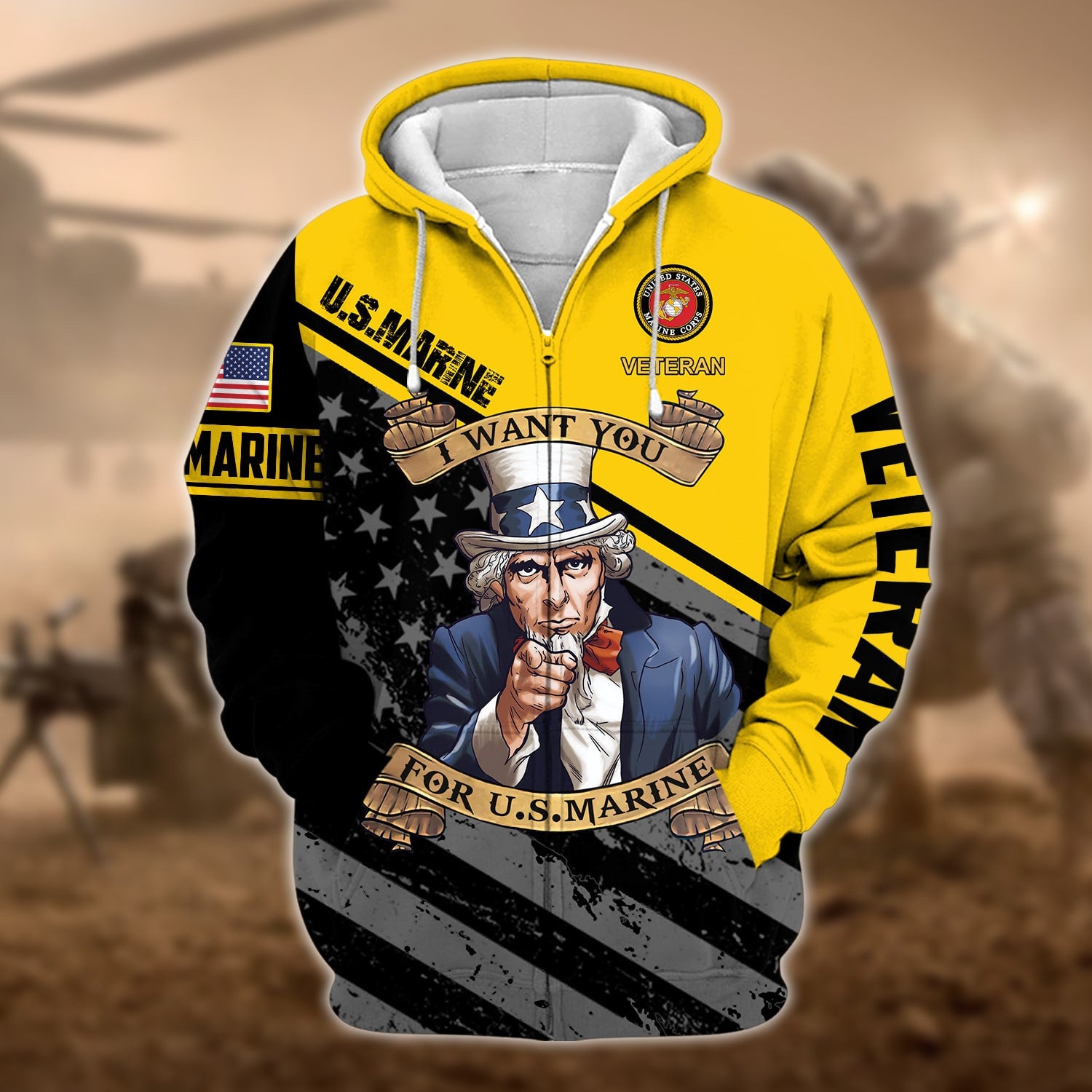 Premium Multiple US Military Services Veteran Zip Hoodie
