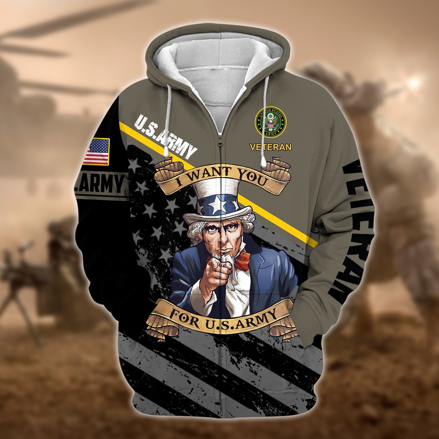 Premium Multiple US Military Services Veteran Zip Hoodie