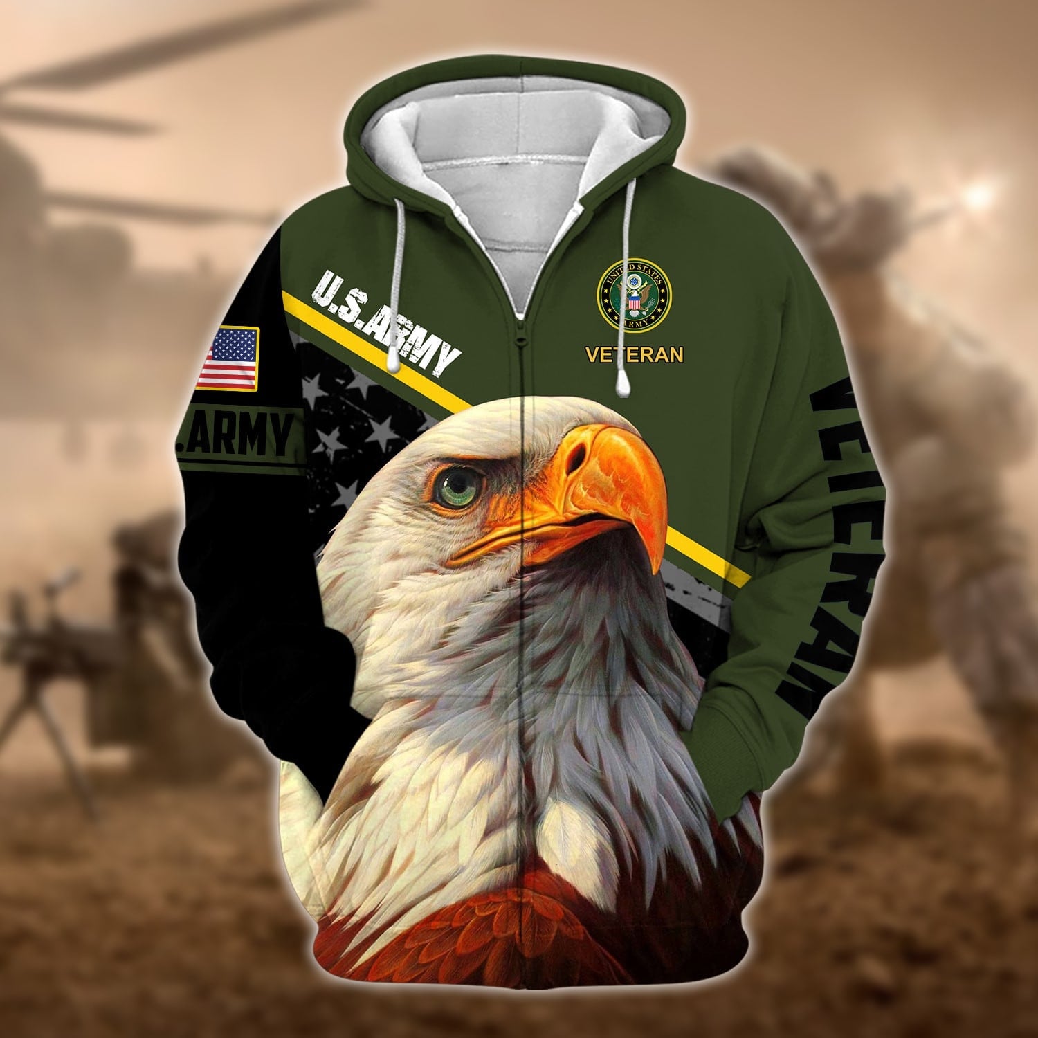 Premium Multiple US Military Services Veteran Zip Hoodie