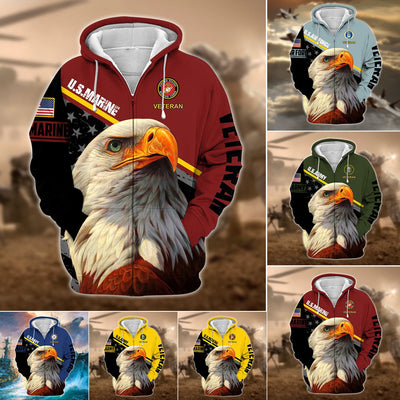 Premium Multiple US Military Services Veteran Zip Hoodie