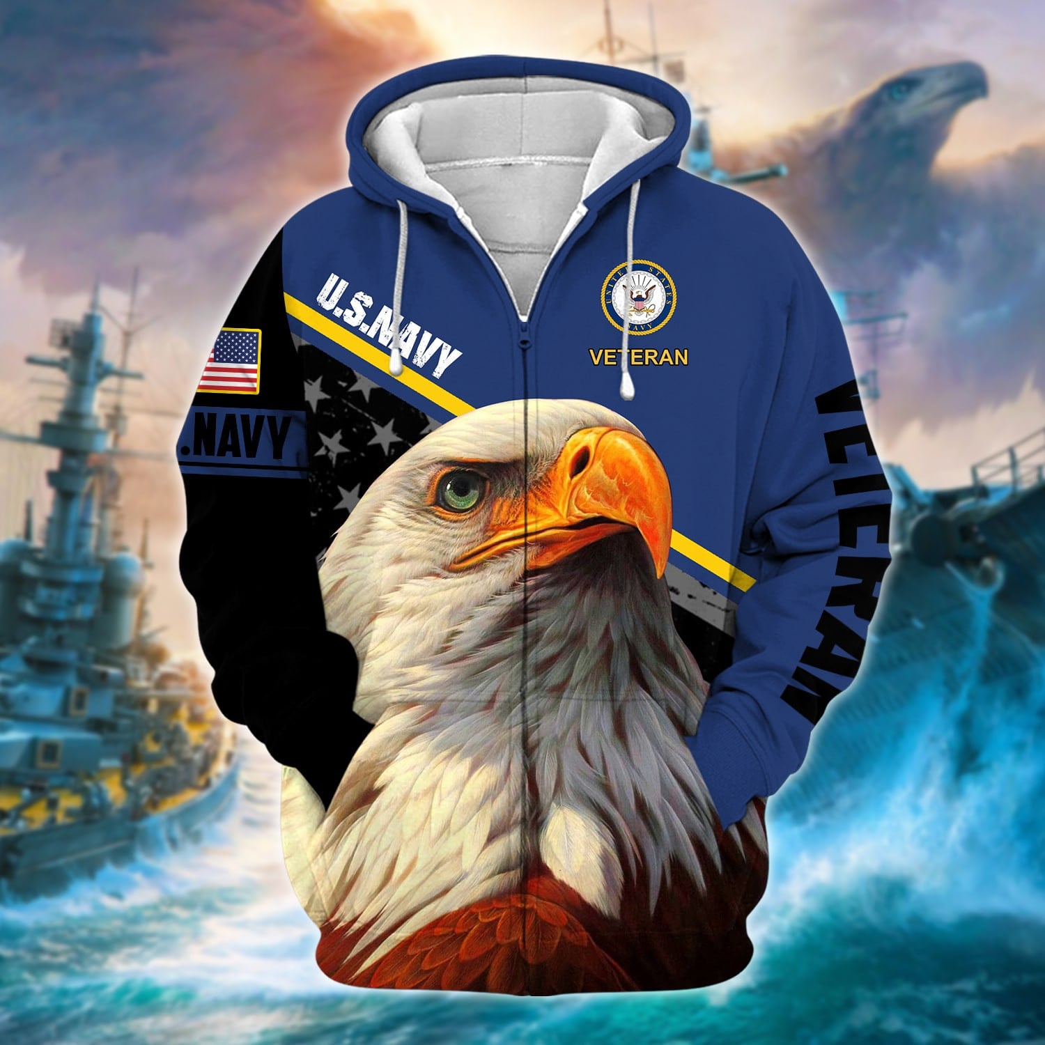 Premium Multiple US Military Services Veteran Zip Hoodie