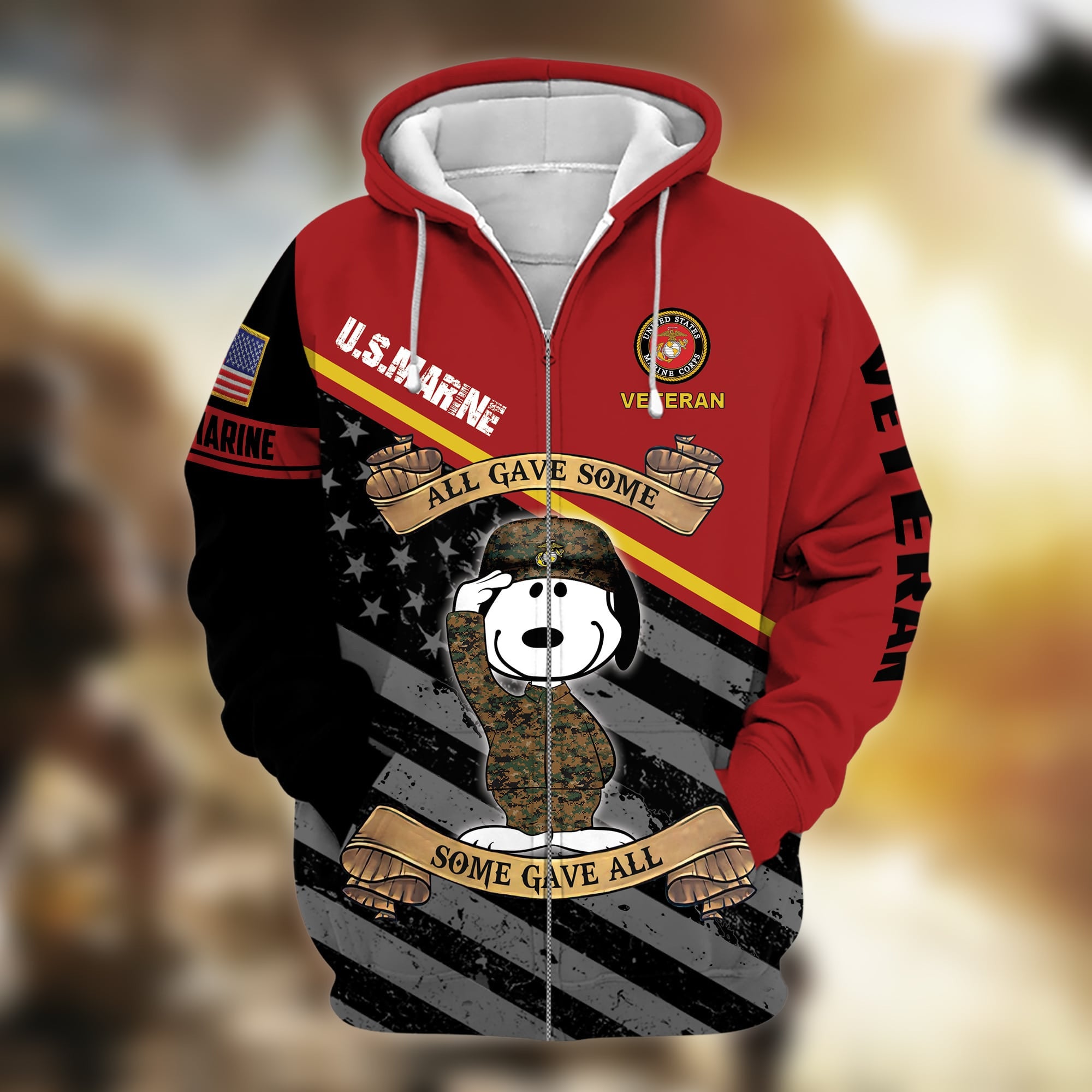Premium Multiple US Military Services Veteran Zip Hoodie