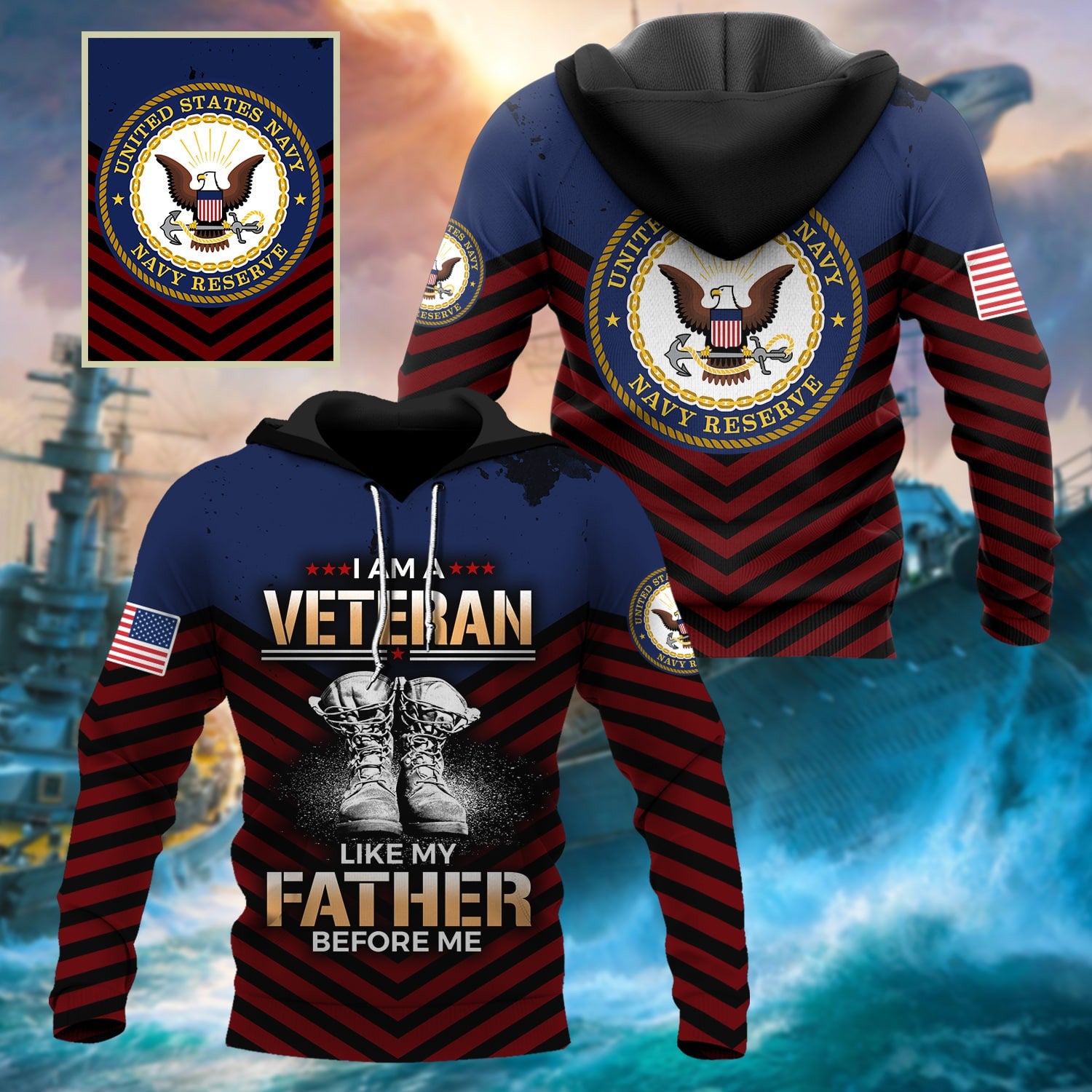 Premium Multiple US Military Services Veteran Hoodie