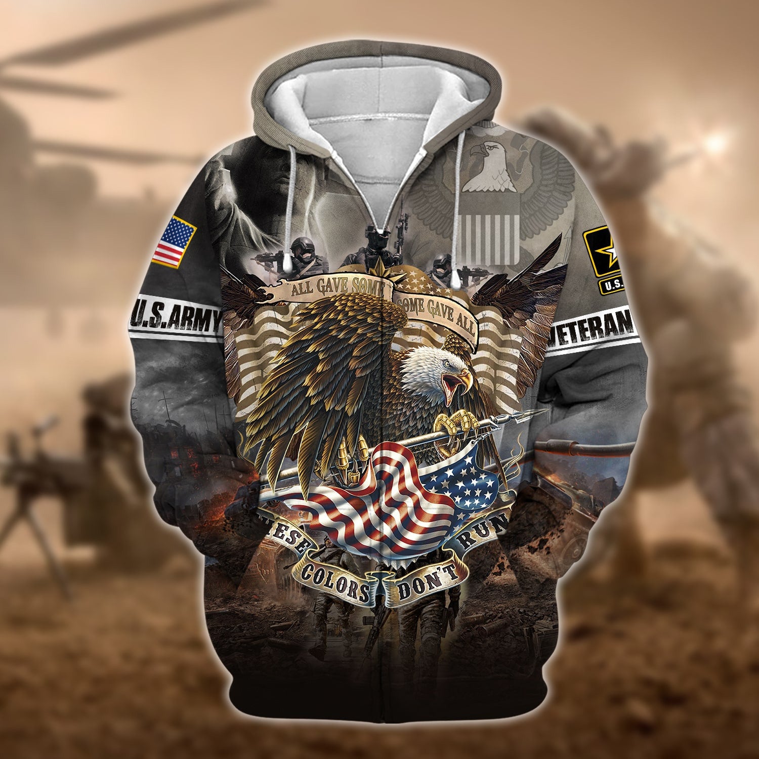 Unique U.S.Army Veteran Zip Hoodie