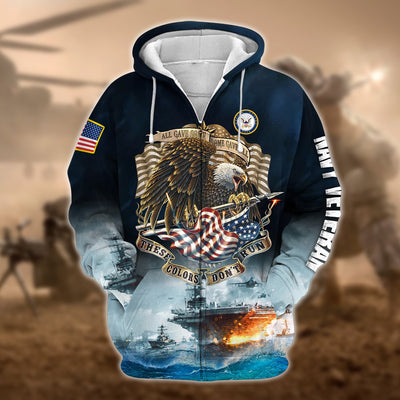 Unique U.S Veteran These Colors Don't Run Zip Hoodie